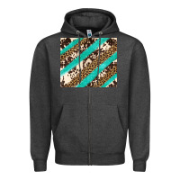 Charcoal Heather turquoise glitter leopard and cowhide Zipper Hoodie - Artiststas