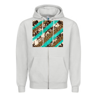 Dove Grey turquoise glitter leopard and cowhide Zipper Hoodie - Artiststas