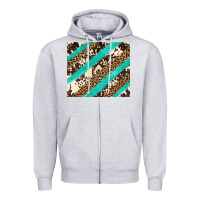 Heather Grey turquoise glitter leopard and cowhide Zipper Hoodie - Artiststas
