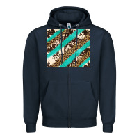 Navy turquoise glitter leopard and cowhide Zipper Hoodie - Artiststas