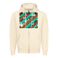 Sandshell turquoise glitter leopard and cowhide Zipper Hoodie - Artiststas