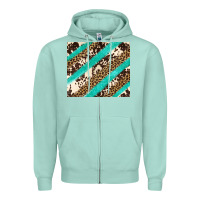 Seafoam turquoise glitter leopard and cowhide Zipper Hoodie - Artiststas