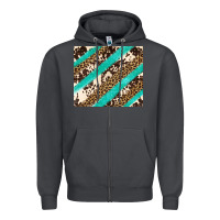 Smoke turquoise glitter leopard and cowhide Zipper Hoodie - Artiststas