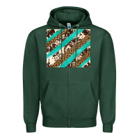 Sports Green turquoise glitter leopard and cowhide Zipper Hoodie - Artiststas