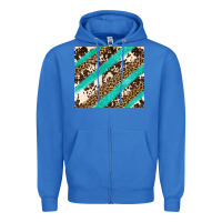 True Royal turquoise glitter leopard and cowhide Zipper Hoodie - Artiststas