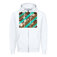 White turquoise glitter leopard and cowhide Zipper Hoodie - Artiststas