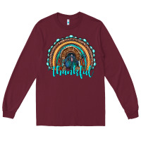 Burgundy western thanksgiving rainbow with turkey Long Sleeve Tee - RanaPortraitStore