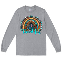 Heather Grey western thanksgiving rainbow with turkey Long Sleeve Tee - RanaPortraitStore