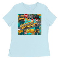 Baby Blue school bus Ladies Tee - texasbilliewilder