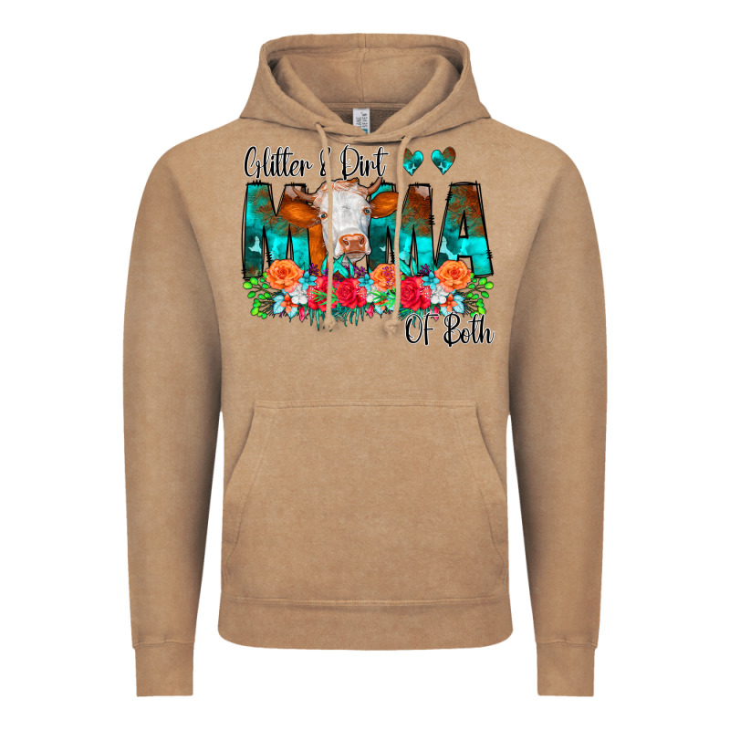 Glitter Dirt Mama Of Both Cow Flowers Vintage Hoodie by CowCowDesign | Teevron