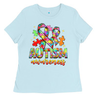 Baby Blue Autism Awareness Ladies Tee - NancyCooperArtShop