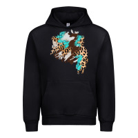 Black cowhide leopard turquoise patch Urban Hoodie - AdoDesignShop