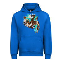 Cobalt cowhide leopard turquoise patch Urban Hoodie - AdoDesignShop