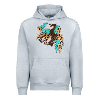 Heather Grey cowhide leopard turquoise patch Urban Hoodie - AdoDesignShop