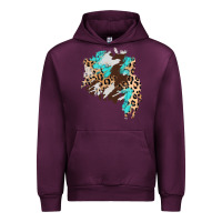 Mauve Wine cowhide leopard turquoise patch Urban Hoodie - AdoDesignShop