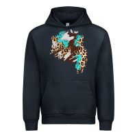 Navy cowhide leopard turquoise patch Urban Hoodie - AdoDesignShop