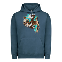 Pigment Midnight Navy cowhide leopard turquoise patch Urban Hoodie - AdoDesignShop