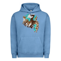 Cowhide Leopard Turquoise Patch Urban Hoodie | Teevron