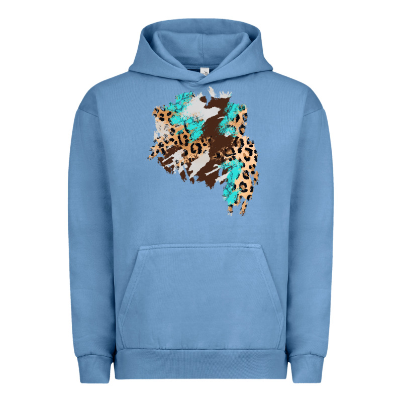 Cowhide Leopard Turquoise Patch Urban Hoodie by AdoDesignShop | Teevron