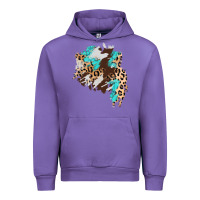 Tulip cowhide leopard turquoise patch Urban Hoodie - AdoDesignShop