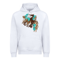 White cowhide leopard turquoise patch Urban Hoodie - AdoDesignShop