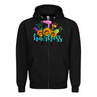 Black hairboss western sunflowers hairdresser Zipper Hoodie - Artiststas