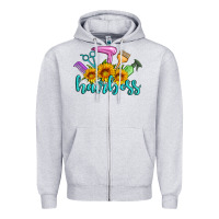 Heather Grey hairboss western sunflowers hairdresser Zipper Hoodie - Artiststas