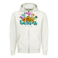 Oatmeal Heather hairboss western sunflowers hairdresser Zipper Hoodie - Artiststas