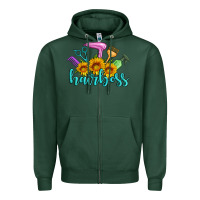 Sports Green hairboss western sunflowers hairdresser Zipper Hoodie - Artiststas