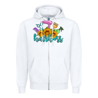 White hairboss western sunflowers hairdresser Zipper Hoodie - Artiststas