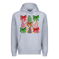 Heather Grey Christmas Cake Bow Premium Hoodie - CowhideDigitalArt