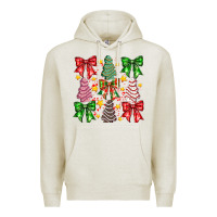 Oatmeal Heather Christmas Cake Bow Premium Hoodie - CowhideDigitalArt