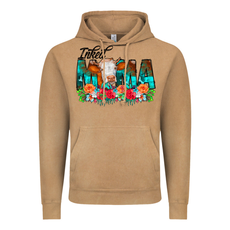 Inked Mama Flowers Cow Vintage Hoodie by CowCowDesign | Teevron