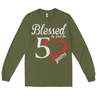 Army Green Vintage 50th Birthday Blessed By God For 50 Years Birthday Long Sleeve Tee - longCreatives