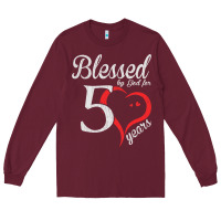 Burgundy Vintage 50th Birthday Blessed By God For 50 Years Birthday Long Sleeve Tee - longCreatives