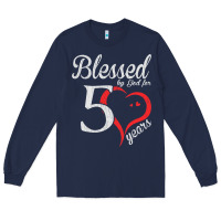 Navy Vintage 50th Birthday Blessed By God For 50 Years Birthday Long Sleeve Tee - longCreatives