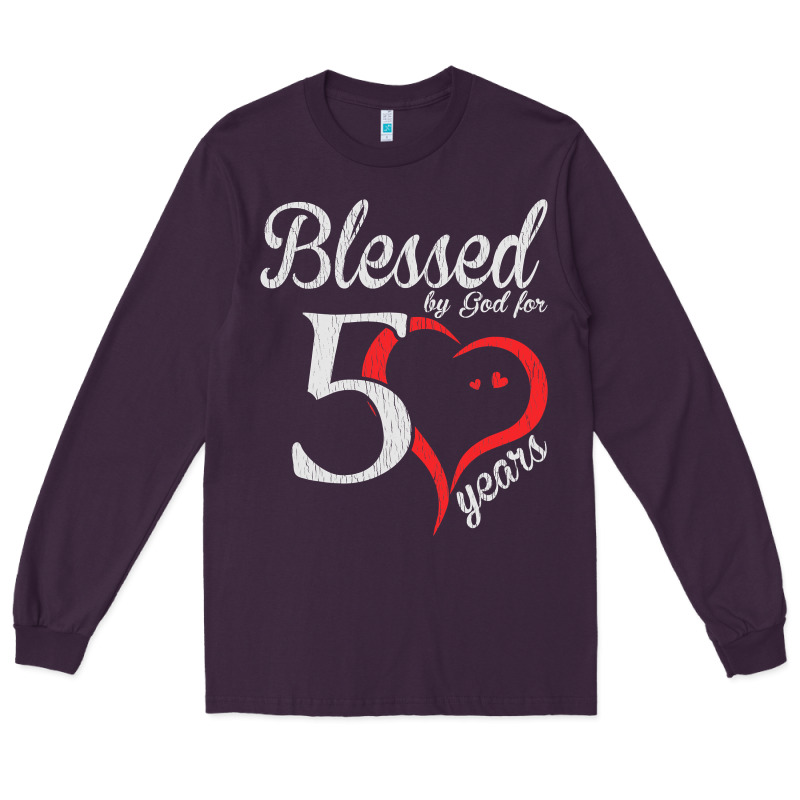 Vintage 50th Birthday Blessed By God For 50 Years Birthday Long Sleeve Tee by longCreatives | Teevron