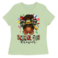 Matcha school bus driver afro messy bun Ladies Tee - texasbilliewilder