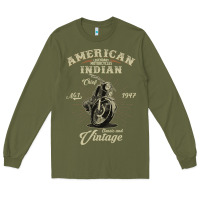 Army Green Vintage American Motorcycle Indian for Old Biker Gifts Long Sleeve Tee - longCreatives