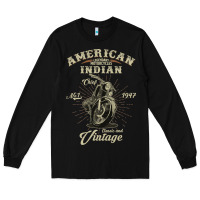 Black Vintage American Motorcycle Indian for Old Biker Gifts Long Sleeve Tee - longCreatives