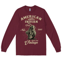 Burgundy Vintage American Motorcycle Indian for Old Biker Gifts Long Sleeve Tee - longCreatives