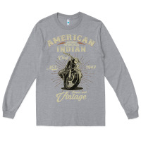 Heather Grey Vintage American Motorcycle Indian for Old Biker Gifts Long Sleeve Tee - longCreatives