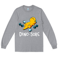 Heather Grey Dino Sore Funny Dinosaur Workout Gym Fitness Lifting Long Sleeve Tee - longCreatives