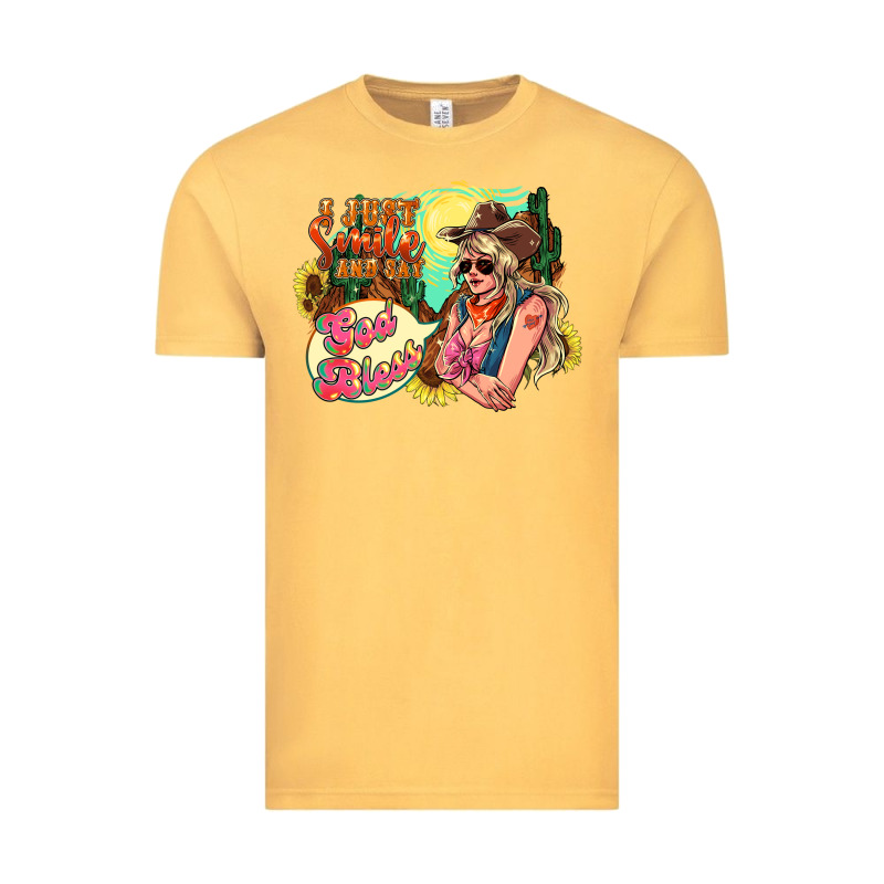 I Just Smile And Say God Bless Vintage Tee by HowdyJamesFarm | Teevron
