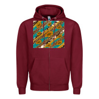 Burgundy leopard cowhide  leather sunflowers Zipper Hoodie - Artiststas