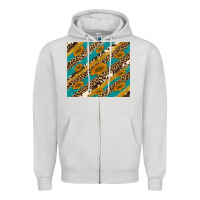 Dove Grey leopard cowhide  leather sunflowers Zipper Hoodie - Artiststas