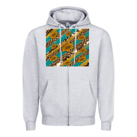 Heather Grey leopard cowhide  leather sunflowers Zipper Hoodie - Artiststas