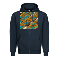 Navy leopard cowhide  leather sunflowers Zipper Hoodie - Artiststas