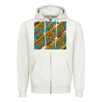 Oatmeal Heather leopard cowhide  leather sunflowers Zipper Hoodie - Artiststas