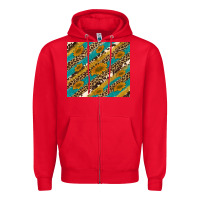 Red leopard cowhide  leather sunflowers Zipper Hoodie - Artiststas